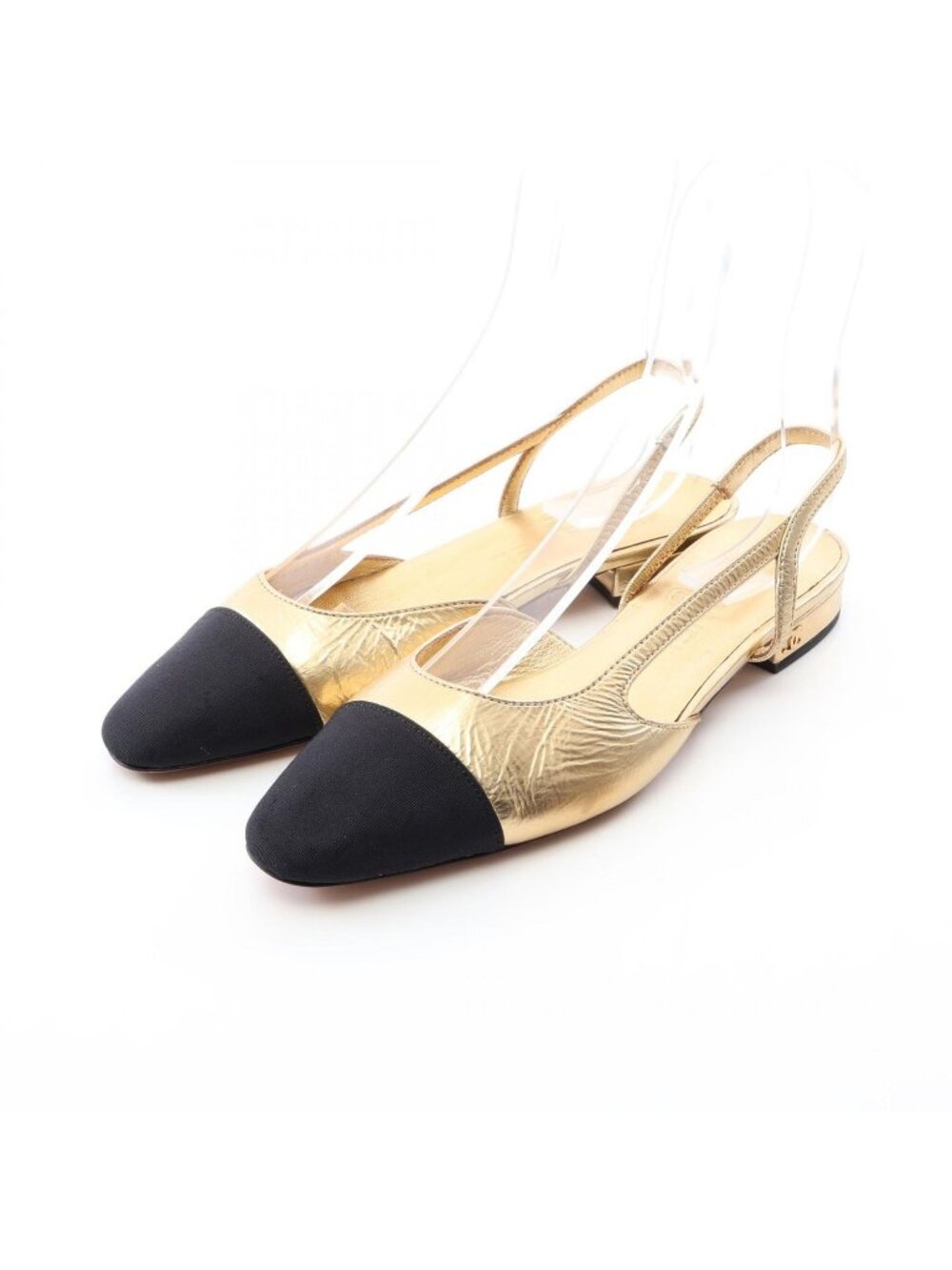 Chanel Pumps CC Logo Sling Back Flat Leather Shoes